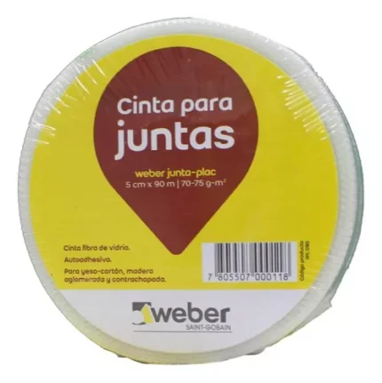 Cinta Fibra Vidrio Autoadhesiva Para Junta Yesocartón 5X90m