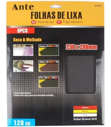 Hoja De Lija Para Metal 5 Pcs. 120gr. 230*280mm