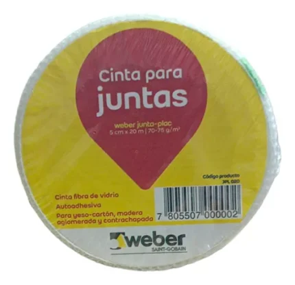 Cinta Fibra Vidrio Autoadhesiva Para Junta Yesocartón 5X20m